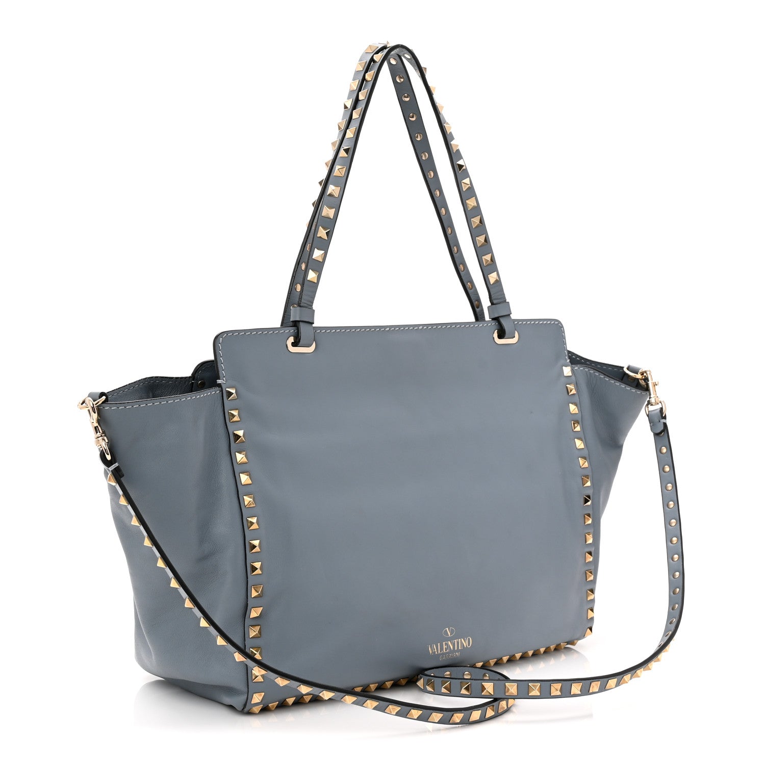 Valentino Garavani Calfskin Medium Rockstud Tote Blue 3 of 10