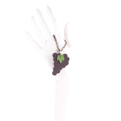 Hermes Chevre Mysore Grape Key Chain Bag Charm Raisin 2 of 4