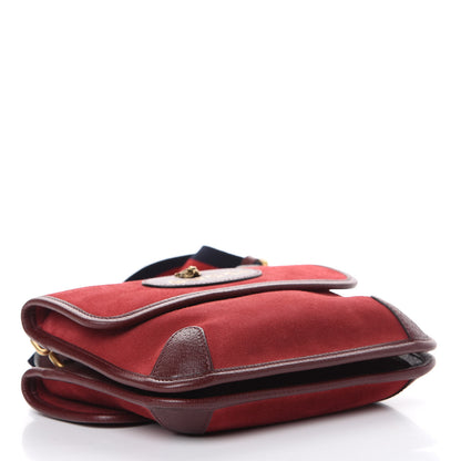 Gucci Suede Web Small Neo Vintage Double Flap Messenger Bag Romantic Cherry Chardonnay 3 of 15