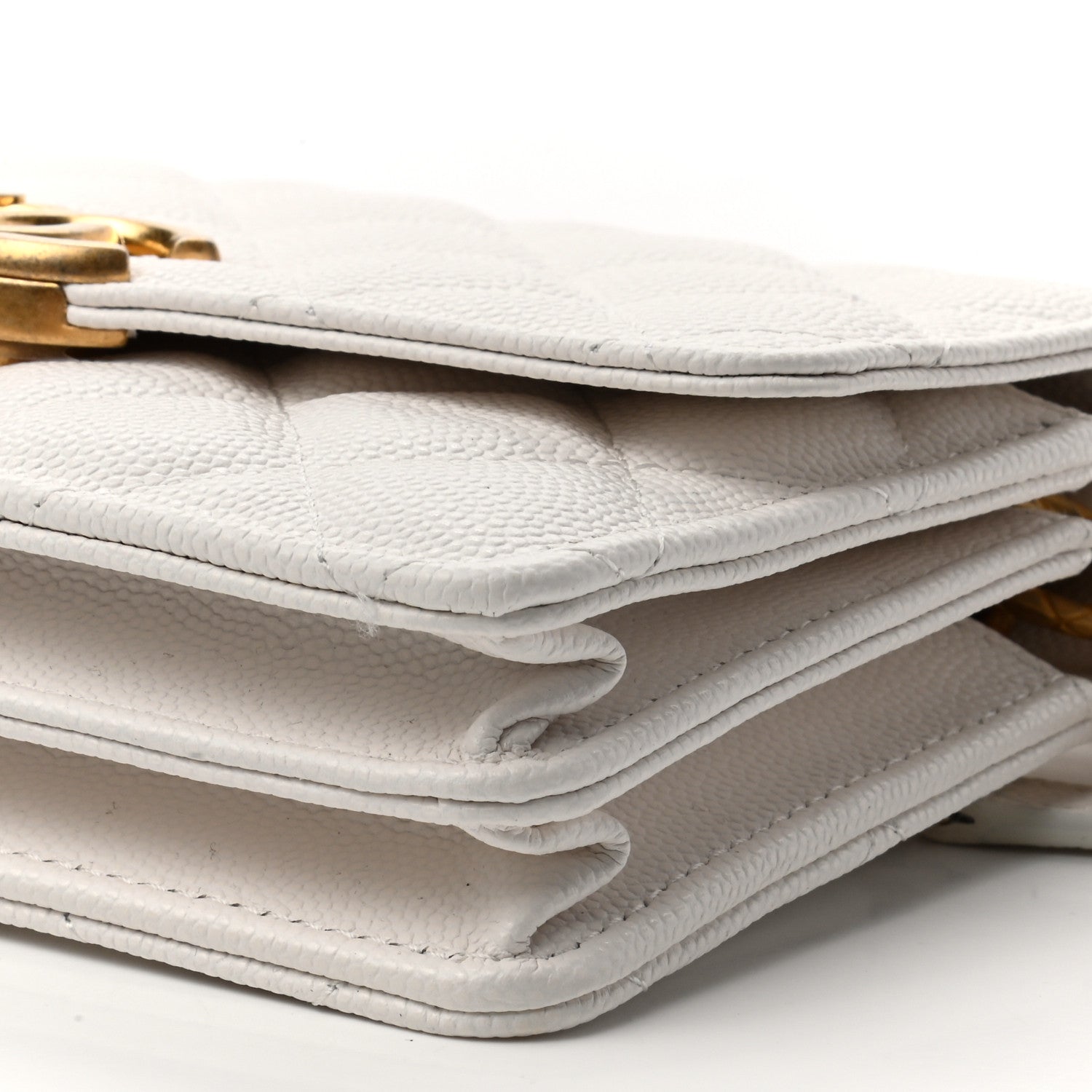 Chanel Caviar Quilted Large Bracelet On Chain Clutch White 10 of 10