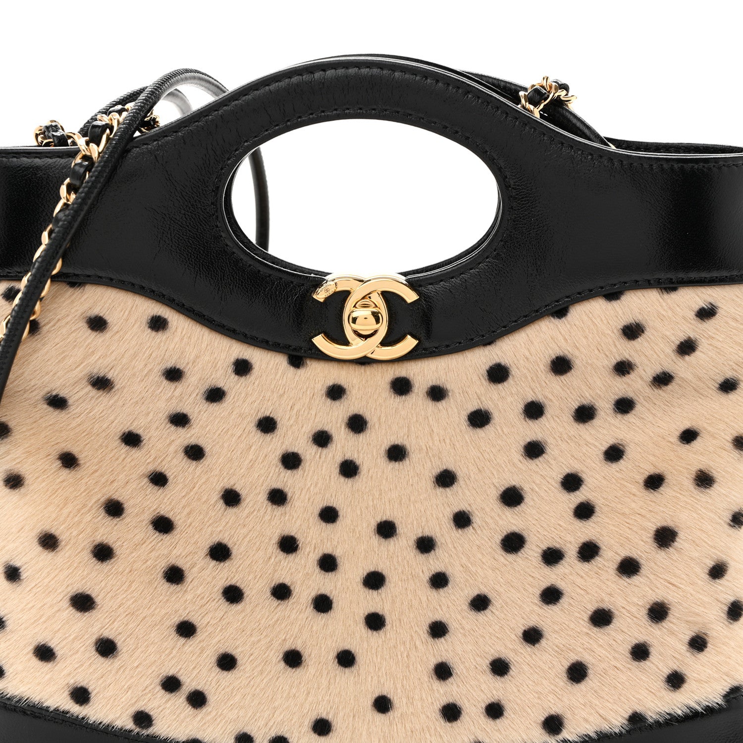 Chanel Shiny Lambskin Pony Hair Cheetah Printed Mini 31 Shopping Bag  Light Beige Black Light Beige Black 23 of 26