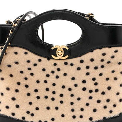 Chanel Shiny Lambskin Pony Hair Cheetah Printed Mini 31 Shopping Bag  Light Beige Black Light Beige Black 23 of 26