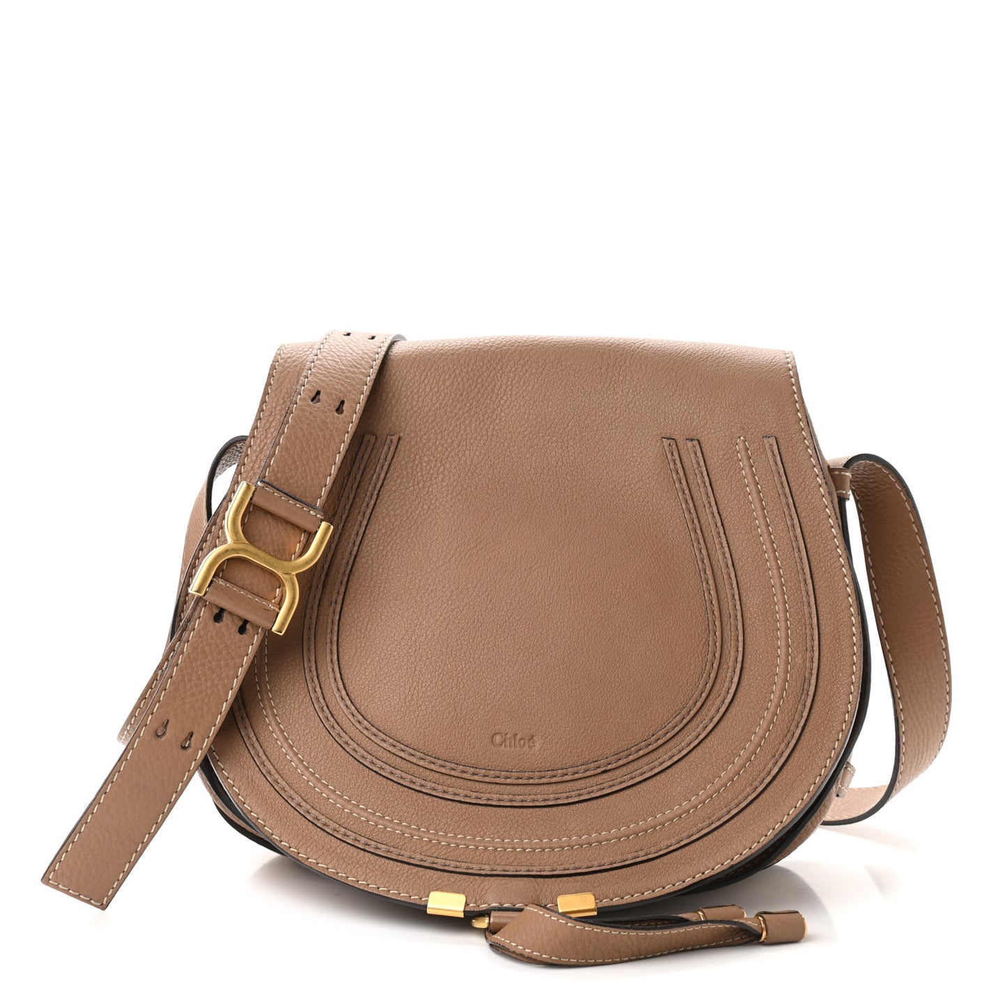 Calfskin Medium Marcie Round Crossbody Bag Nut