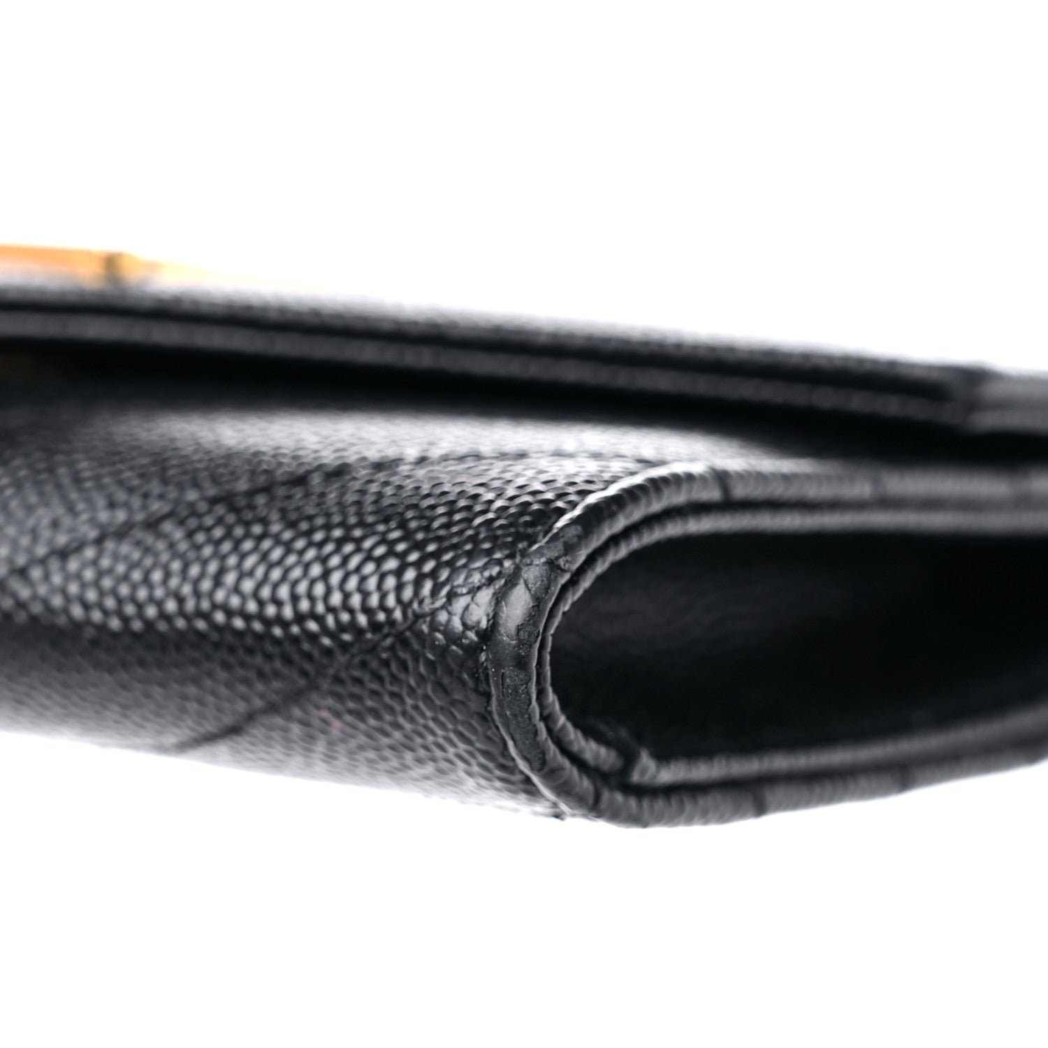 Saint Laurent Grain De Poudre Matelasse Chevron Small Monogram Envelope Wallet Black 11 of 13