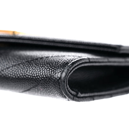 Saint Laurent Grain De Poudre Matelasse Chevron Small Monogram Envelope Wallet Black 11 of 13