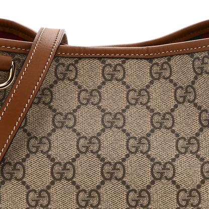 Gucci GG Supreme Monogram Emblem Small Shoulder Bag Beige Ebony Sundial 8 of 10