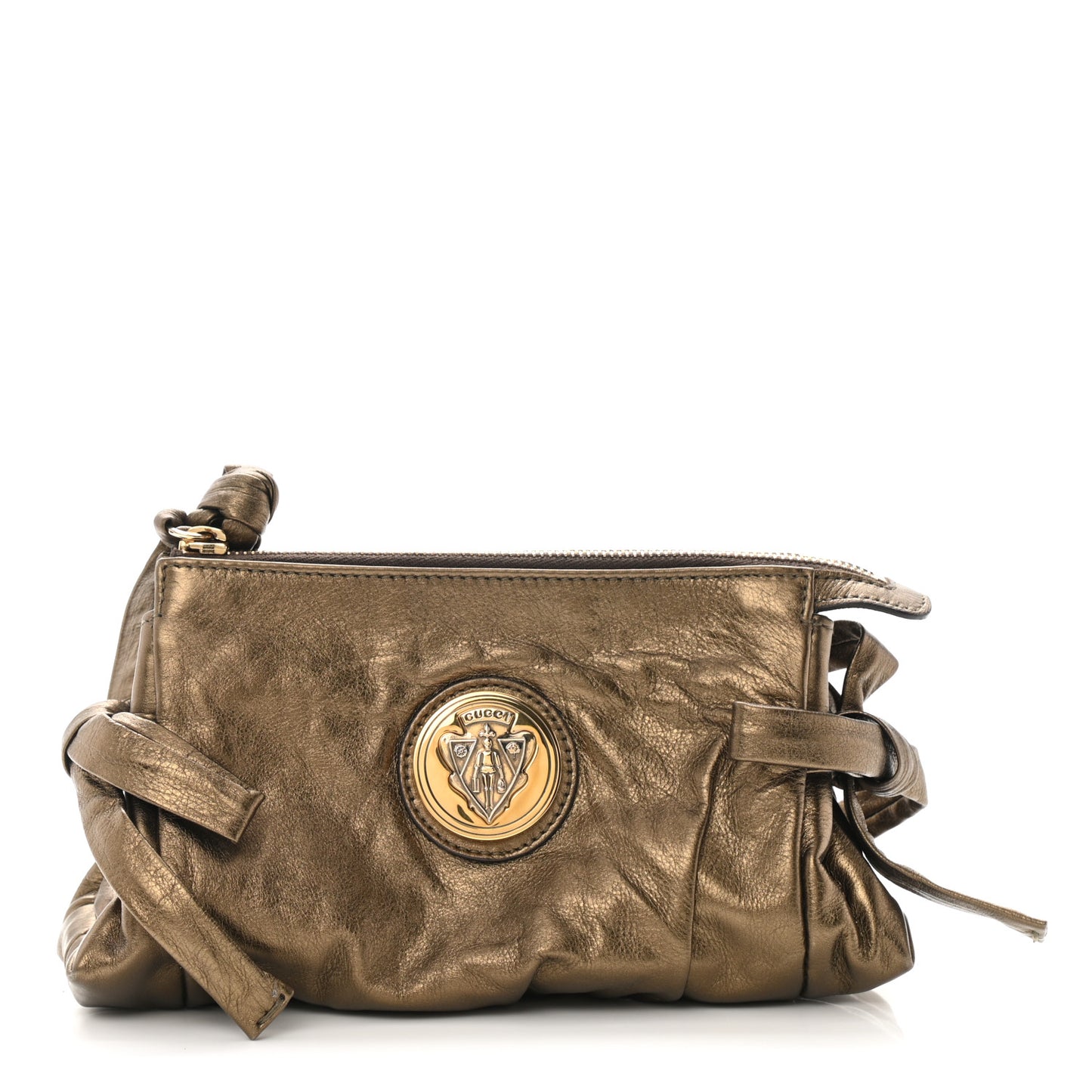 Metallic Calfskin Hysteria Clutch Gold