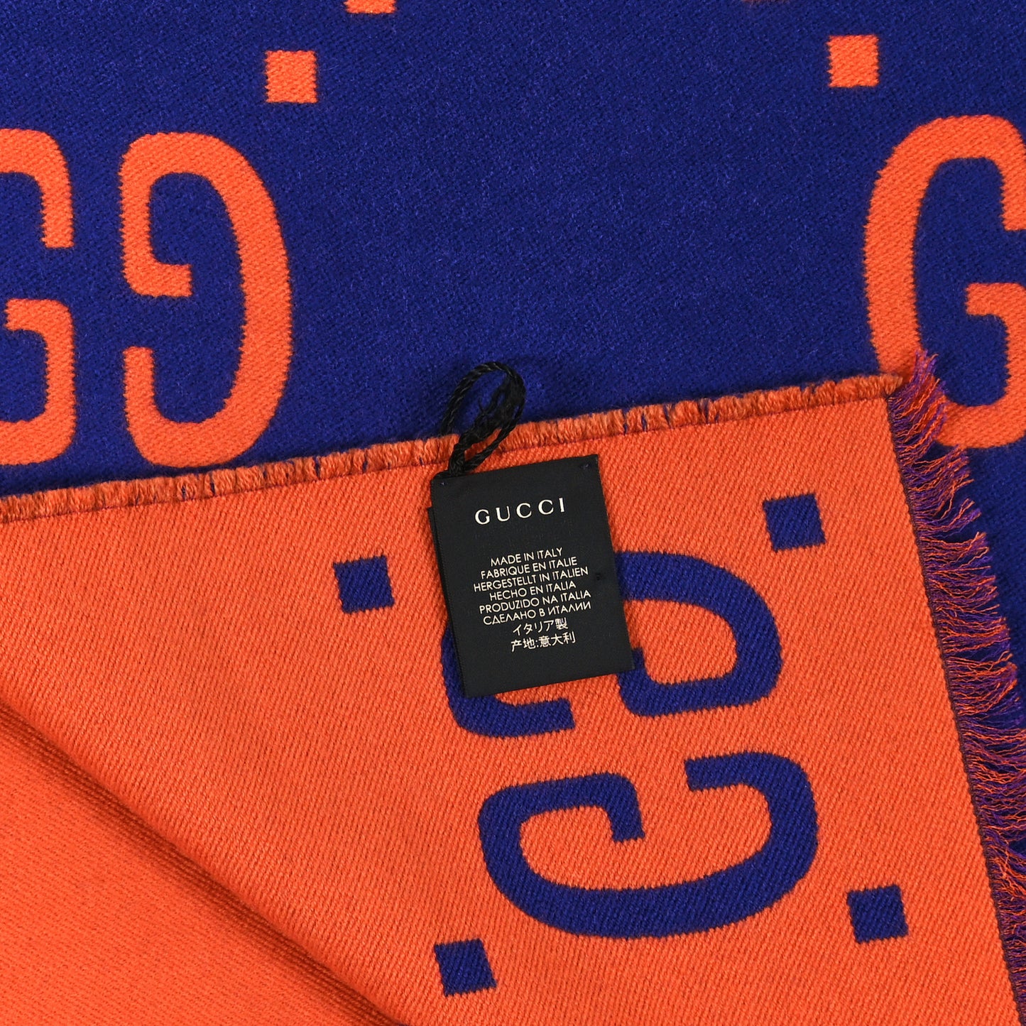 Wool Silk Monogram Jumbo GG Freedom Scarf Parma Violet Orange