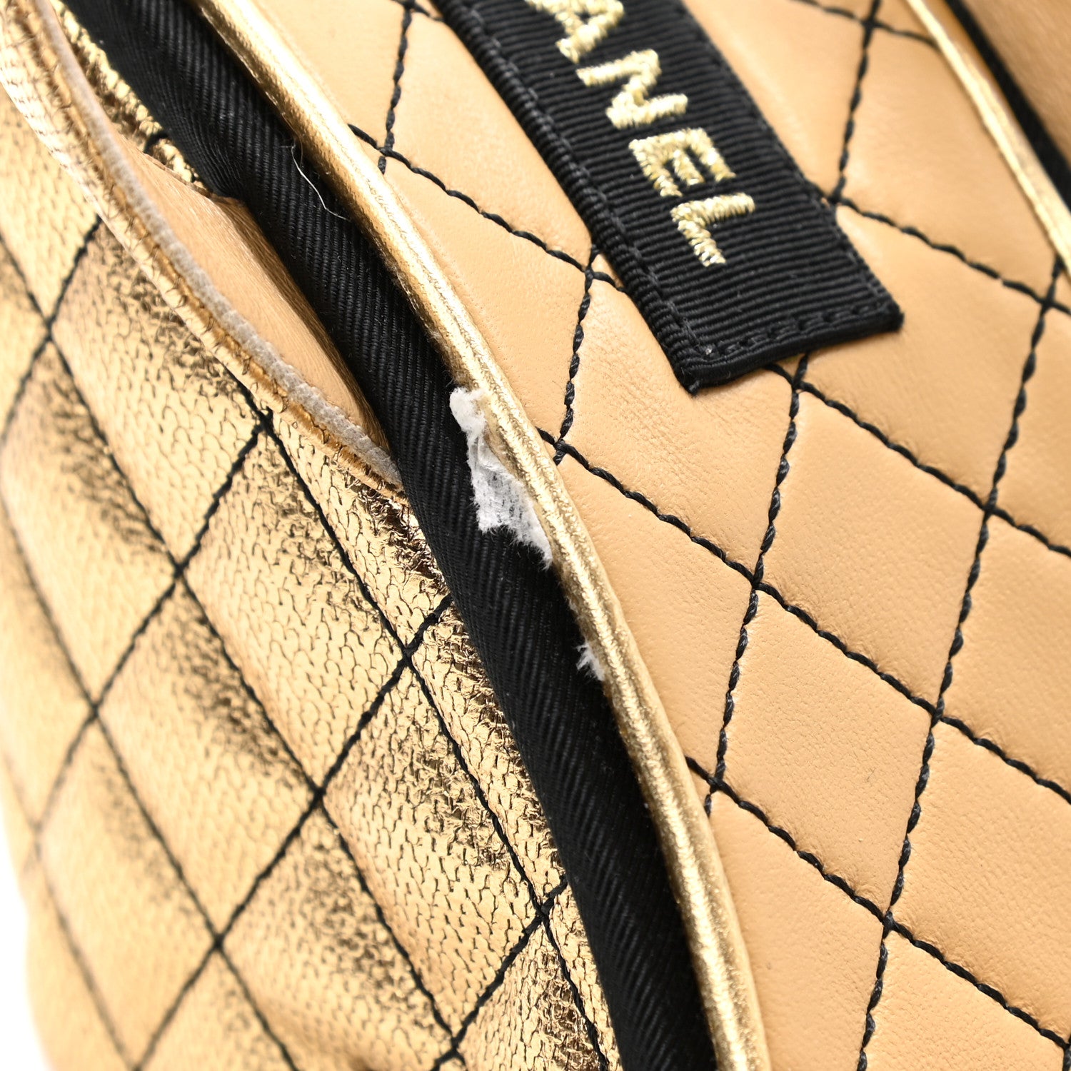 Chanel Laminated Goatskin Quilted Wedge Sandals 38.5 Gold 9 of 10