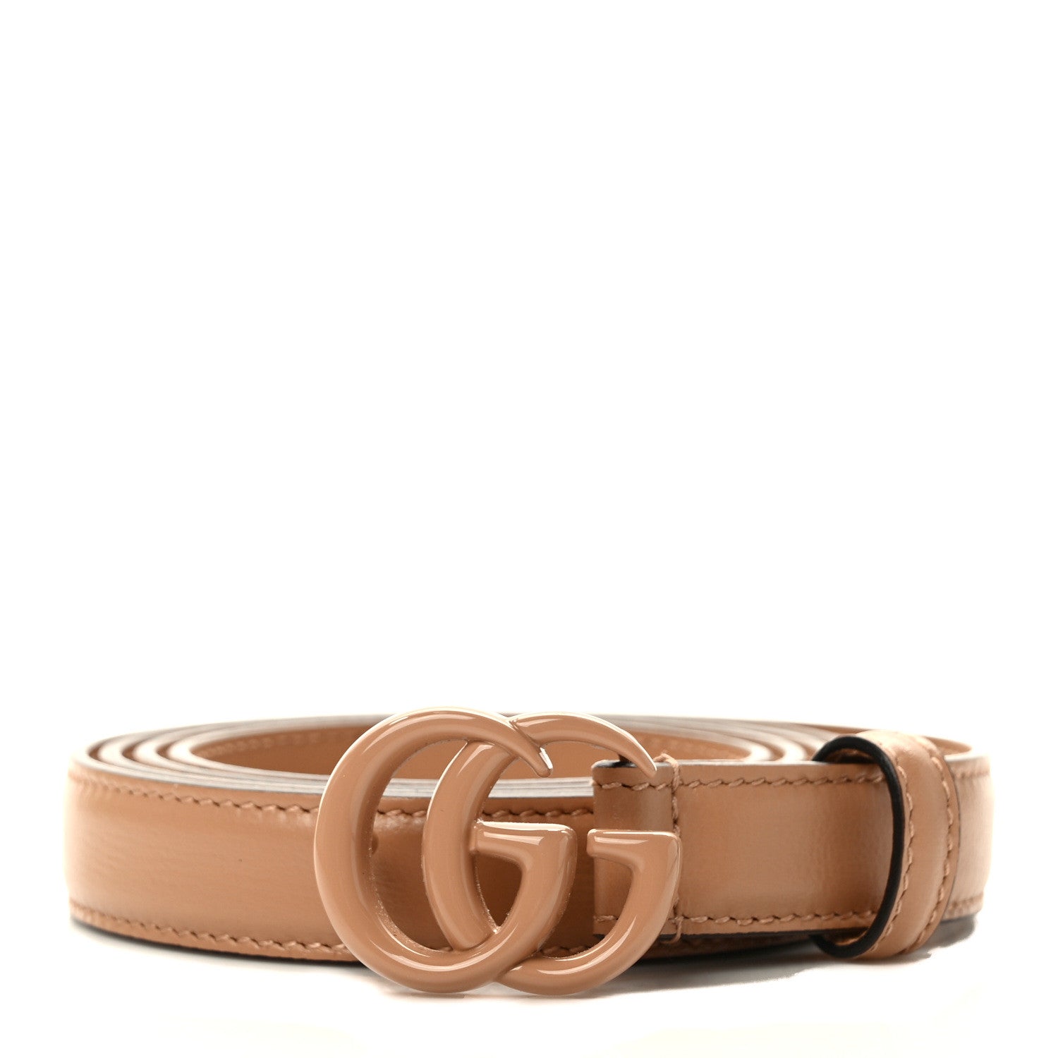 Gucci Azalea Calfskin Enamel Monochrome Double G 20mm Belt 110 44 Camelia 1 of 5