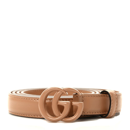 Gucci Azalea Calfskin Enamel Monochrome Double G 20mm Belt 110 44 Camelia 1 of 5