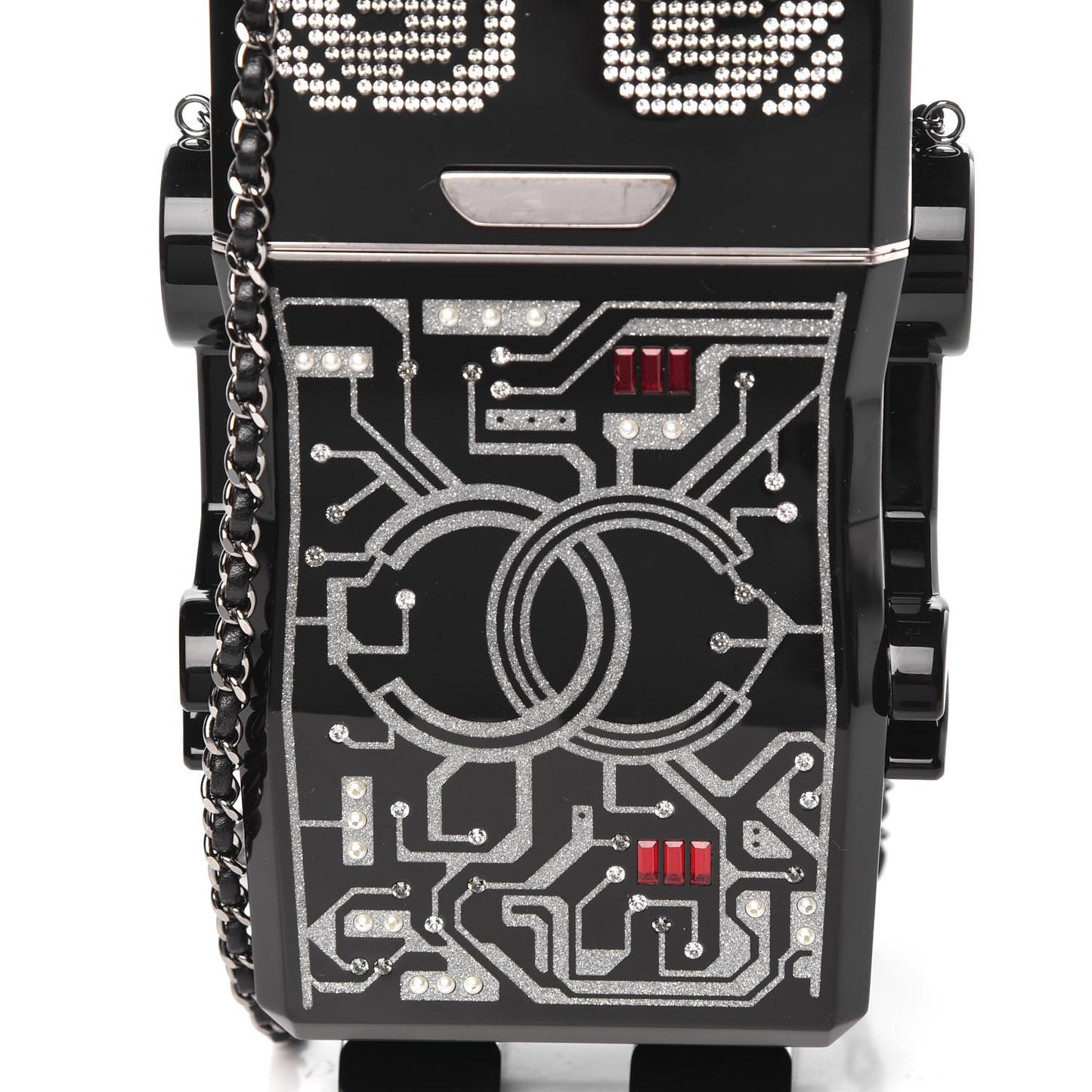 Plexiglass Crystal Robot Minaudiere Clutch Black