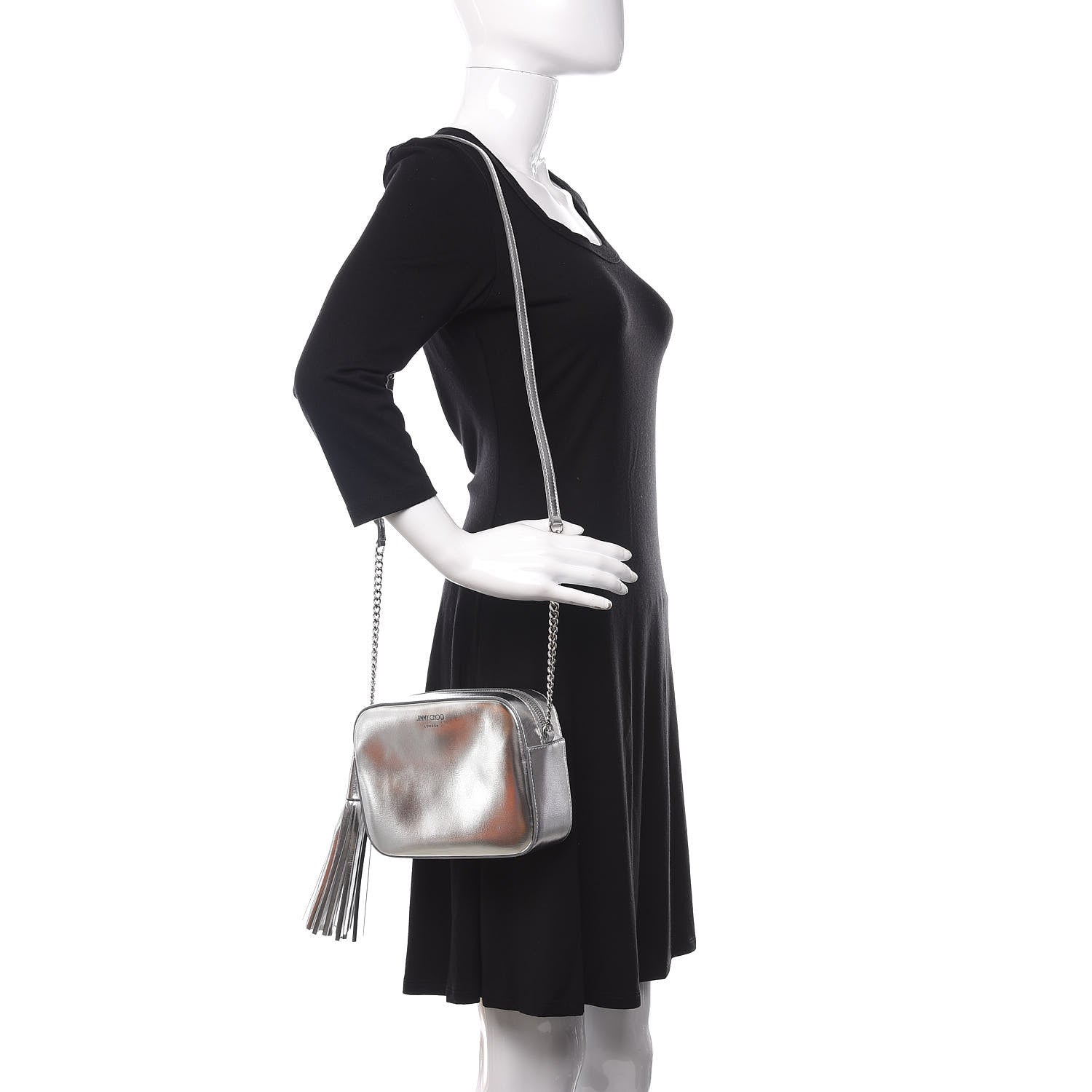 Jimmy Choo Metallic Calfskin Athini Camera Bag Silver 2 of 10