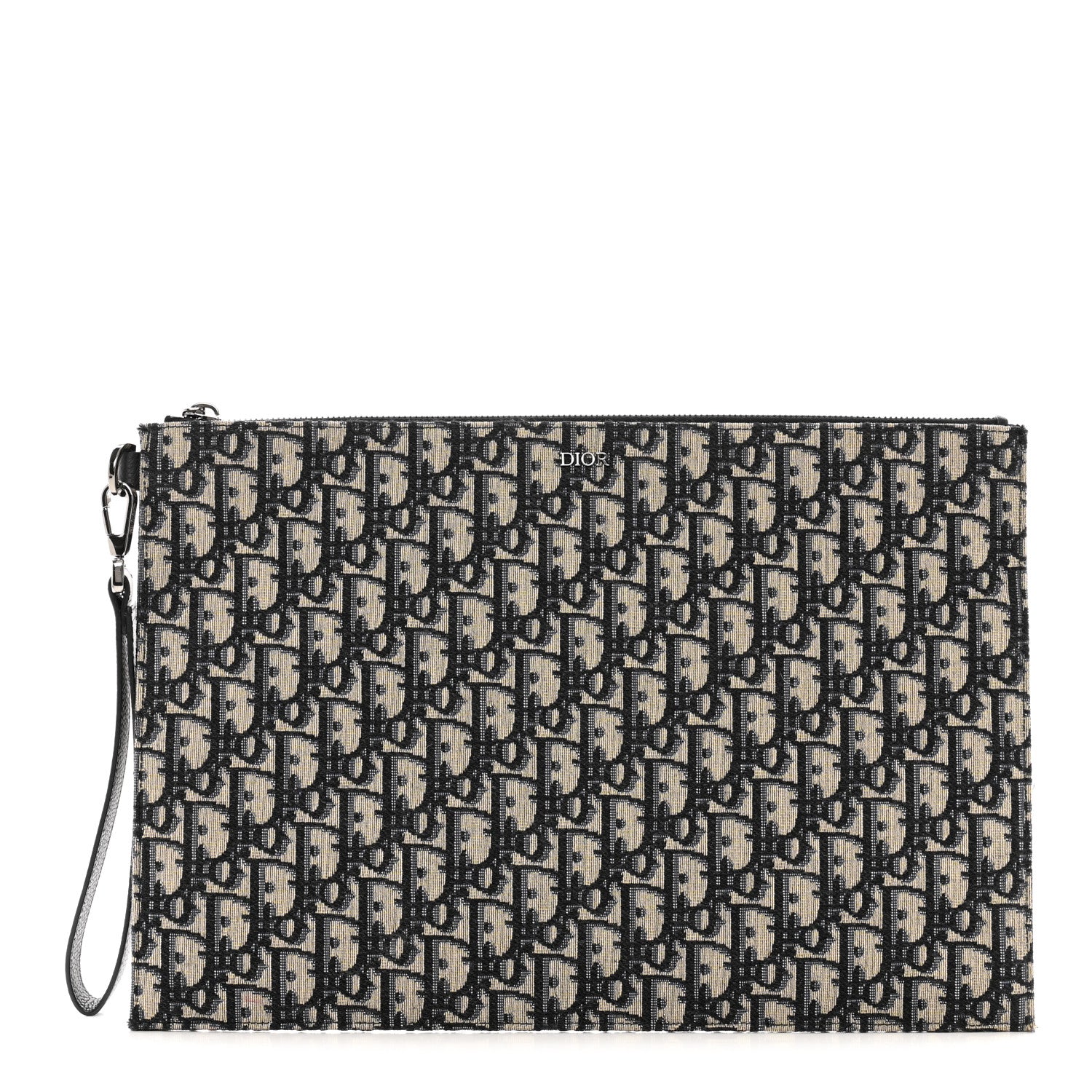 Christian Dior Oblique A4 Flat Pouch Clutch Blue 1 of 16