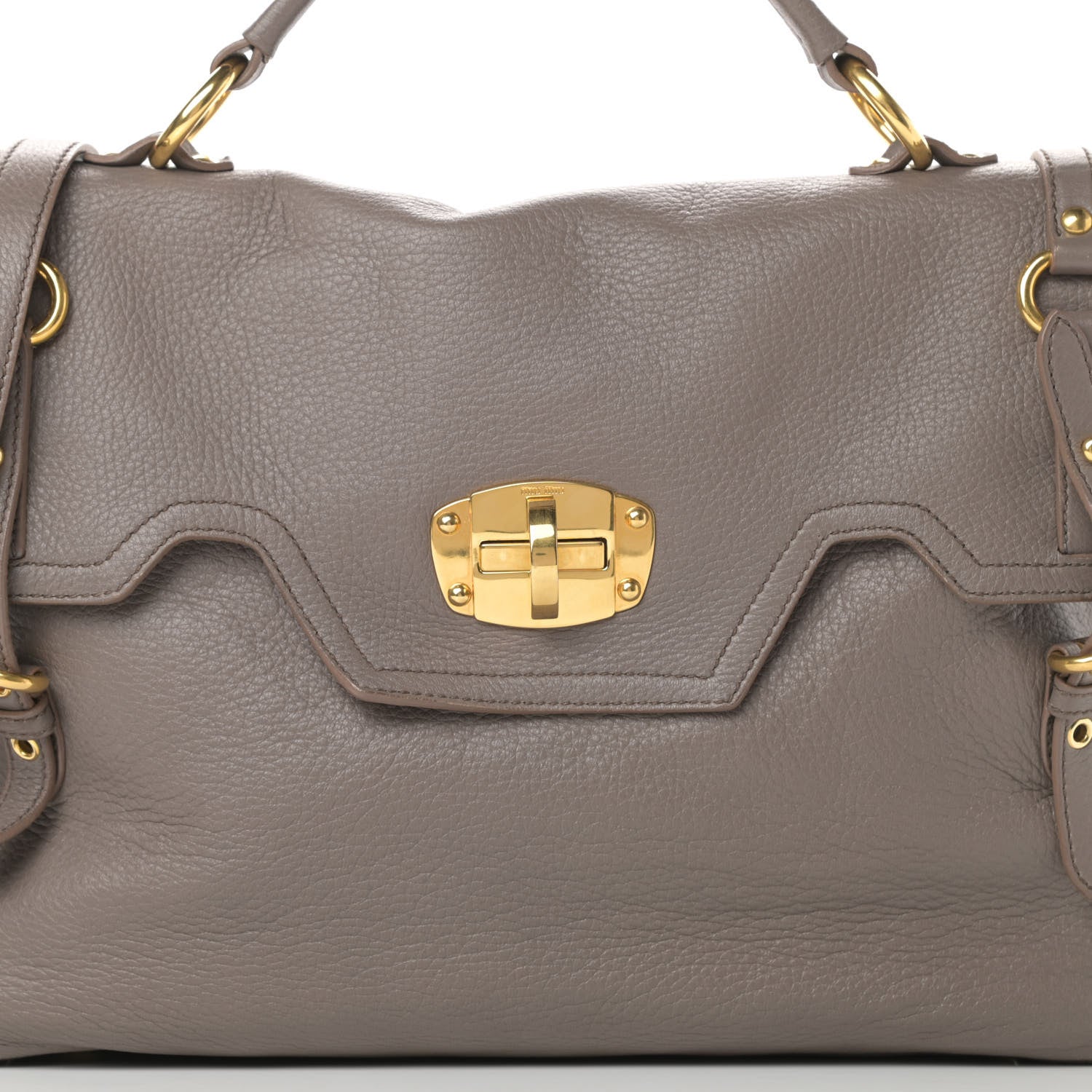 Miu Miu Cervo Front Buckle Satchel Taupe 8 of 15