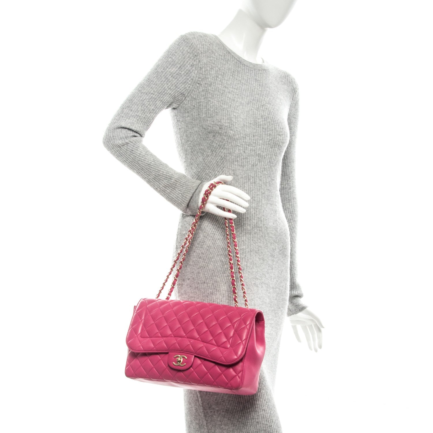 Chanel Lambskin Quilted Jumbo Mademoiselle Chic Flap Fuchsia 2 of 11