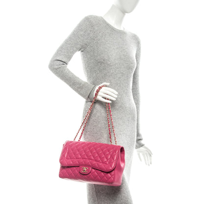 Chanel Lambskin Quilted Jumbo Mademoiselle Chic Flap Fuchsia 2 of 11