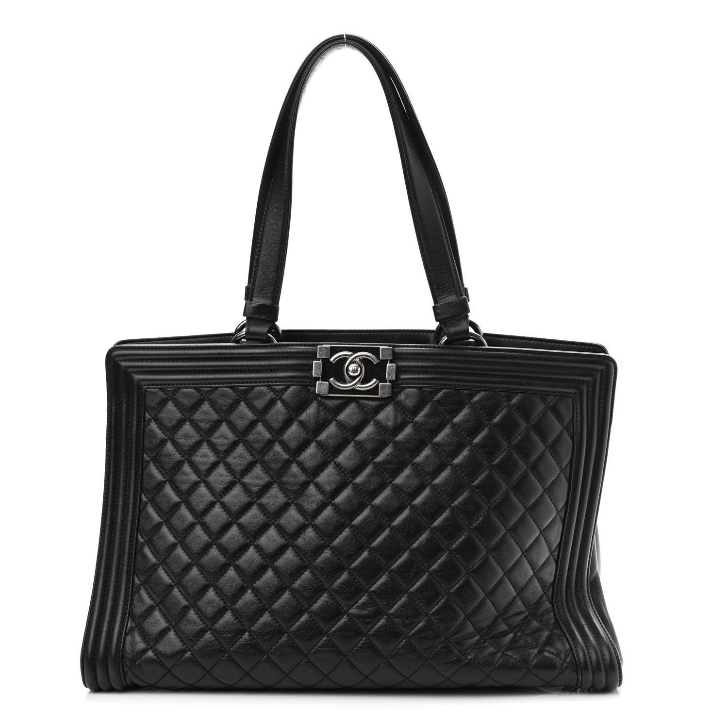 Chanel Calfskin Quilted Boy Shopping Tote Black 1 of 11