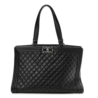 Chanel Calfskin Quilted Boy Shopping Tote Black 1 of 11