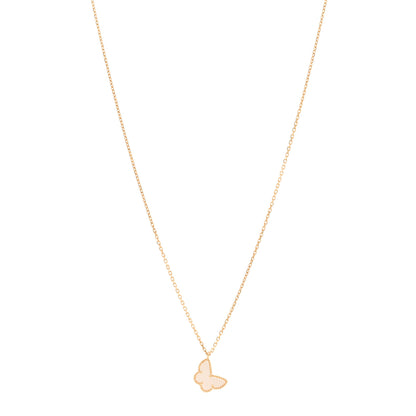 Van Cleef & Arpels 18K Yellow Gold Mother of Pearl Sweet Alhambra Butterfly Pendant Necklace 1 of 5