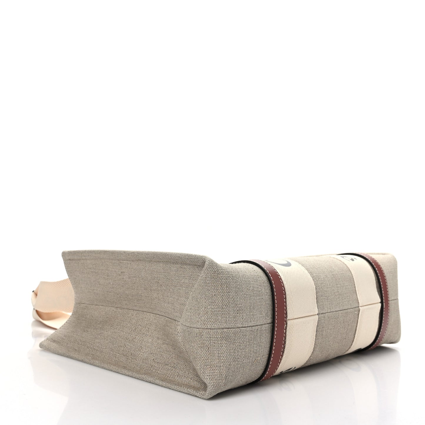 Cotton Calfskin Medium Woody Ribbon Tote White Brown