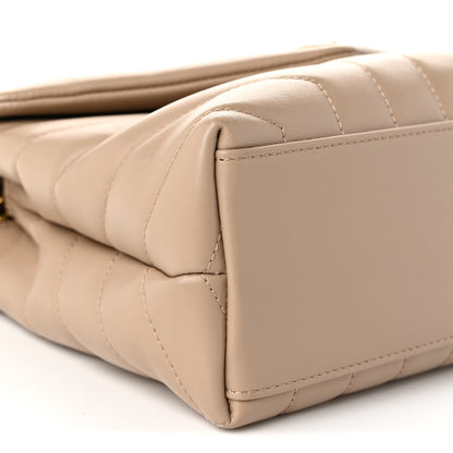 Saint Laurent Calfskin Y Quilted Monogram Small Loulou Chain Satchel Taupe 9 of 10
