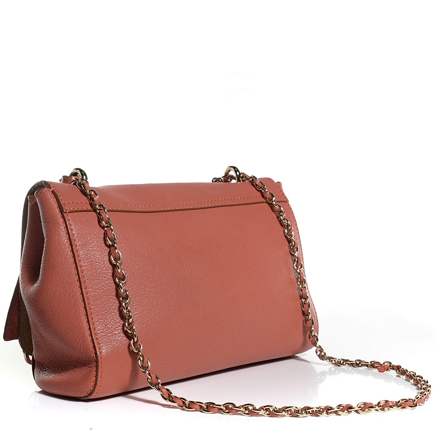 Smooth Matte Leather Lily Flap Burnt Peach