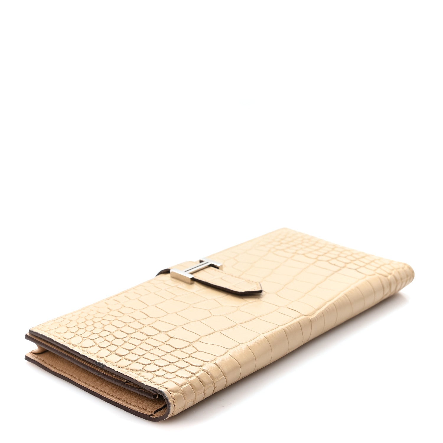Hermes Matte Alligator Bearn Gusset Wallet Poussiere 1885129