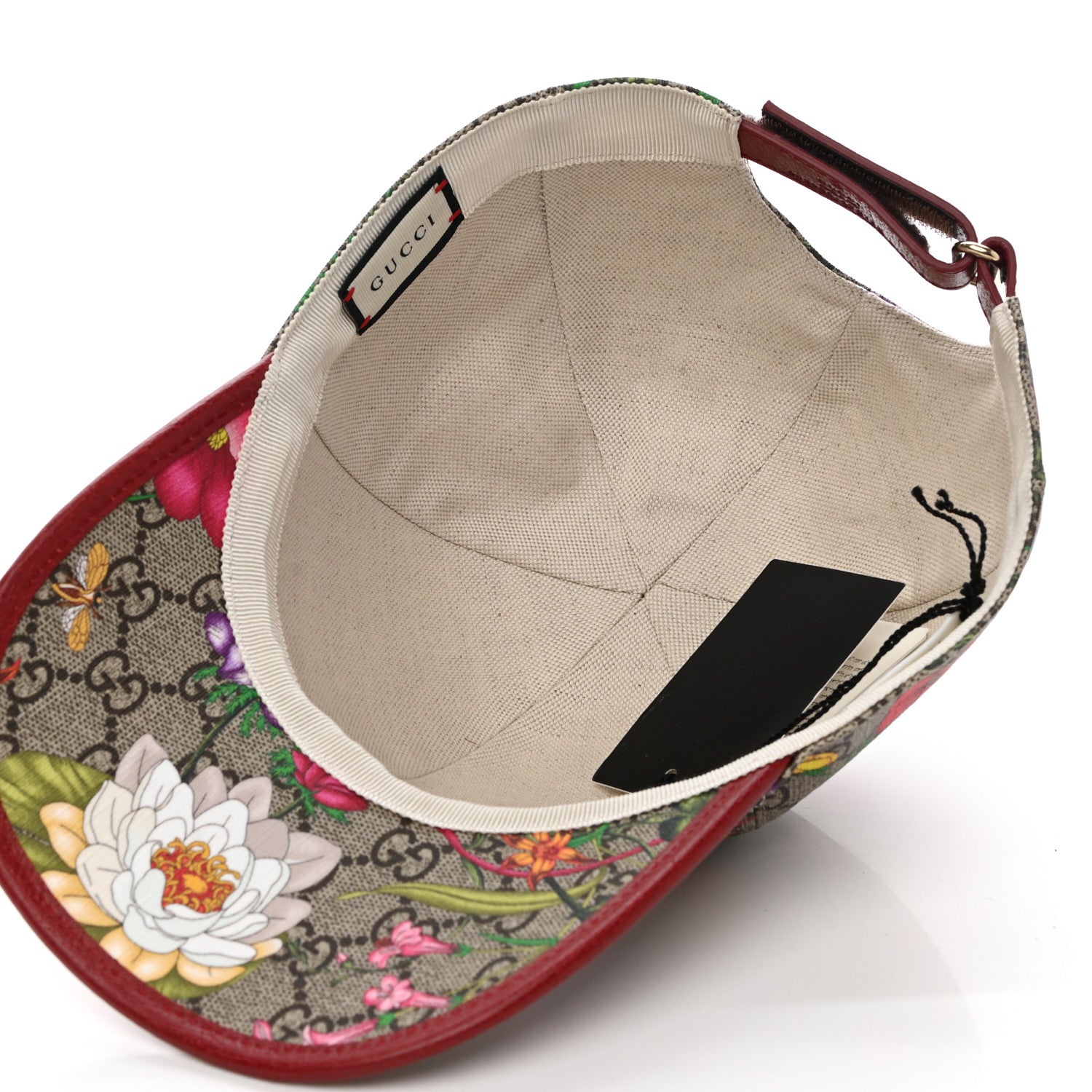 Gucci GG Supreme Flora Claudia Baseball Hat 58 L Red 981980
