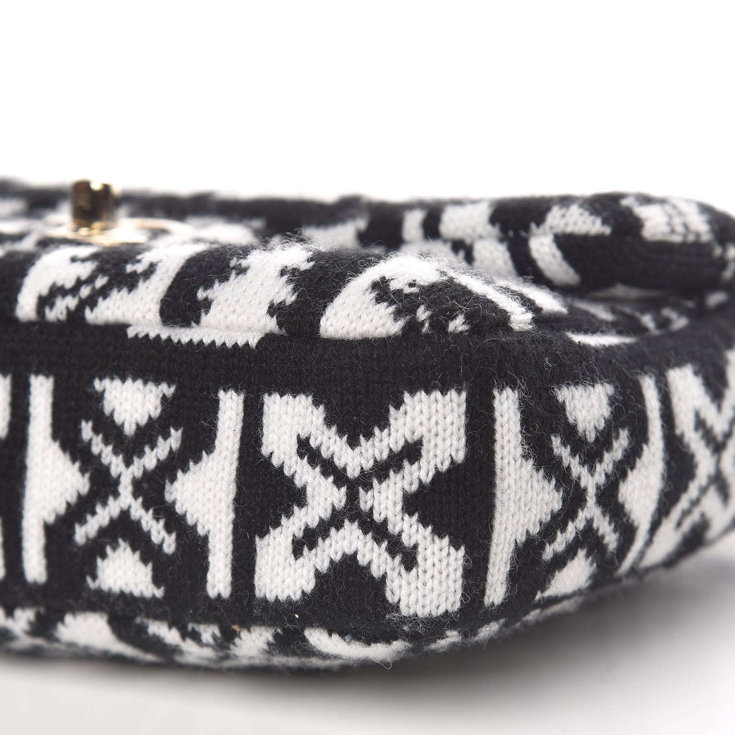 Chanel Cashmere Knit Coco Neige Flap Black White 9 of 10