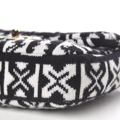Chanel Cashmere Knit Coco Neige Flap Black White 9 of 10
