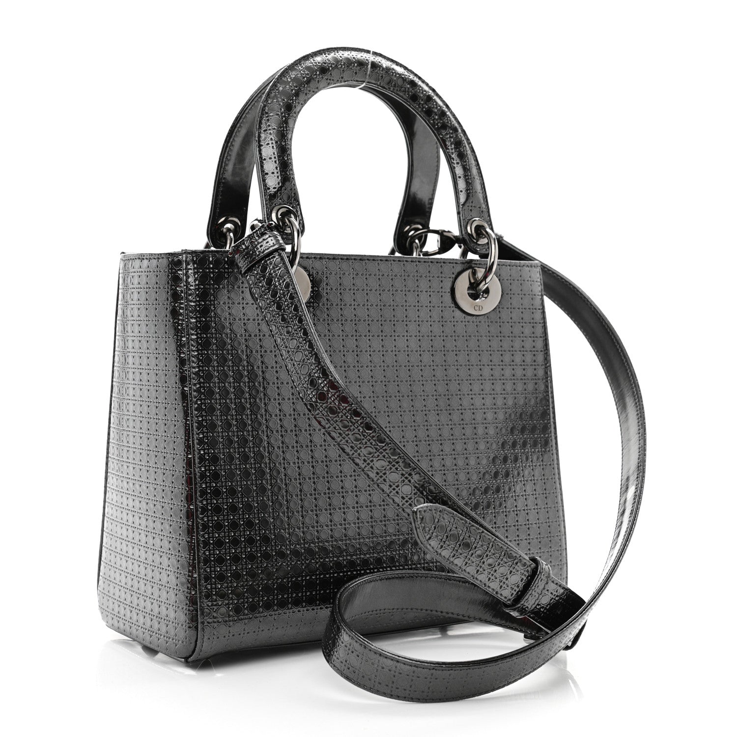 Christian Dior Patent Micro-Cannage Medium Lady Dior Onyx Black 3 of 12