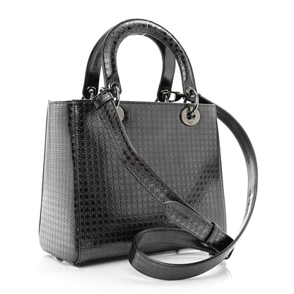Christian Dior Patent Micro-Cannage Medium Lady Dior Onyx Black 3 of 12