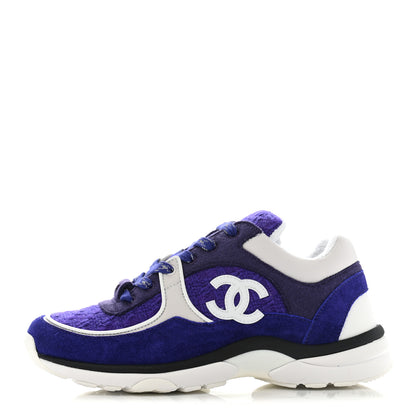 Chanel Suede Tweed Felt CC Sneakers 37 Purple 1 of 8