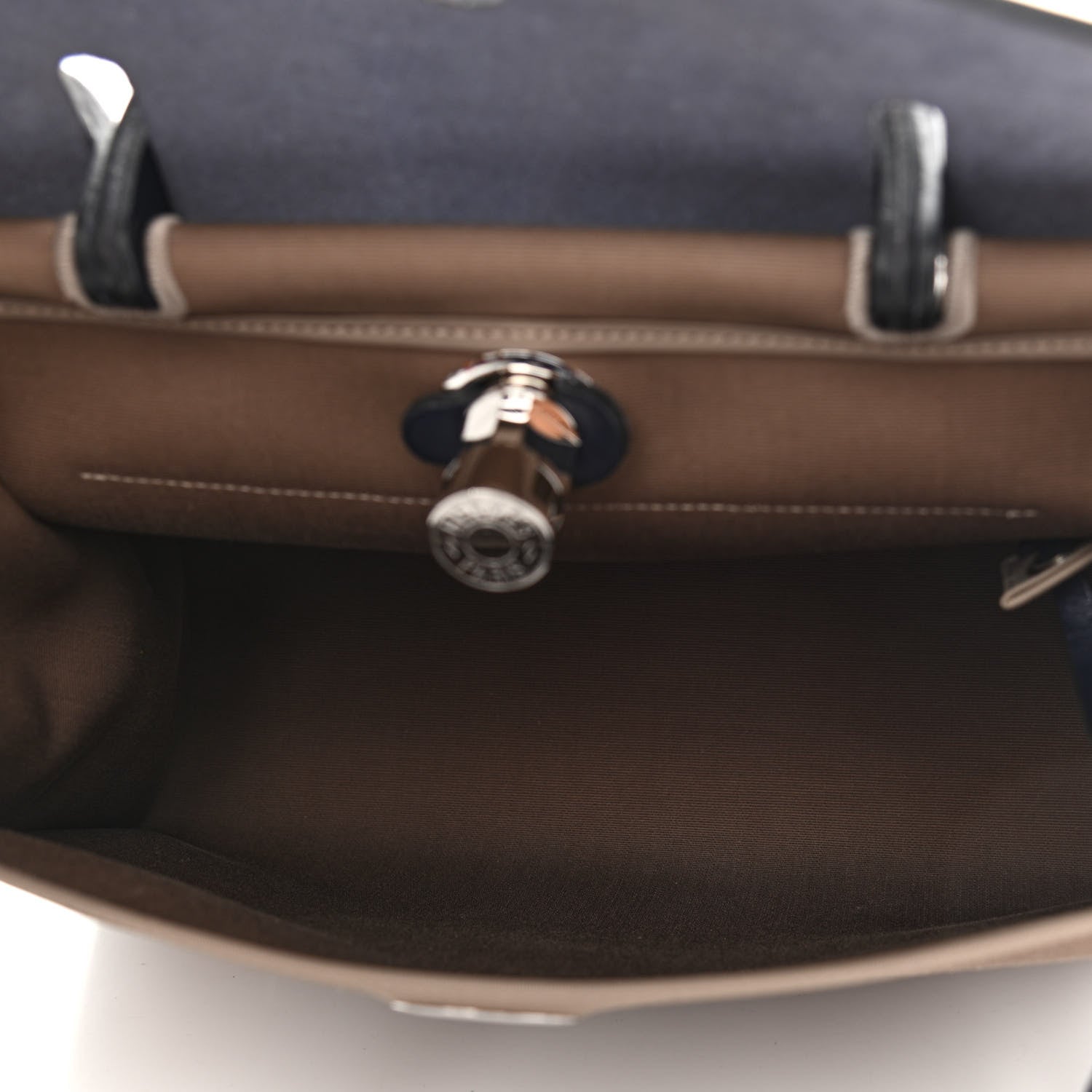 Hermes Vache Hunter Toile Herbag Zip 31 PM Etoupe Bleu Marine 6 of 10