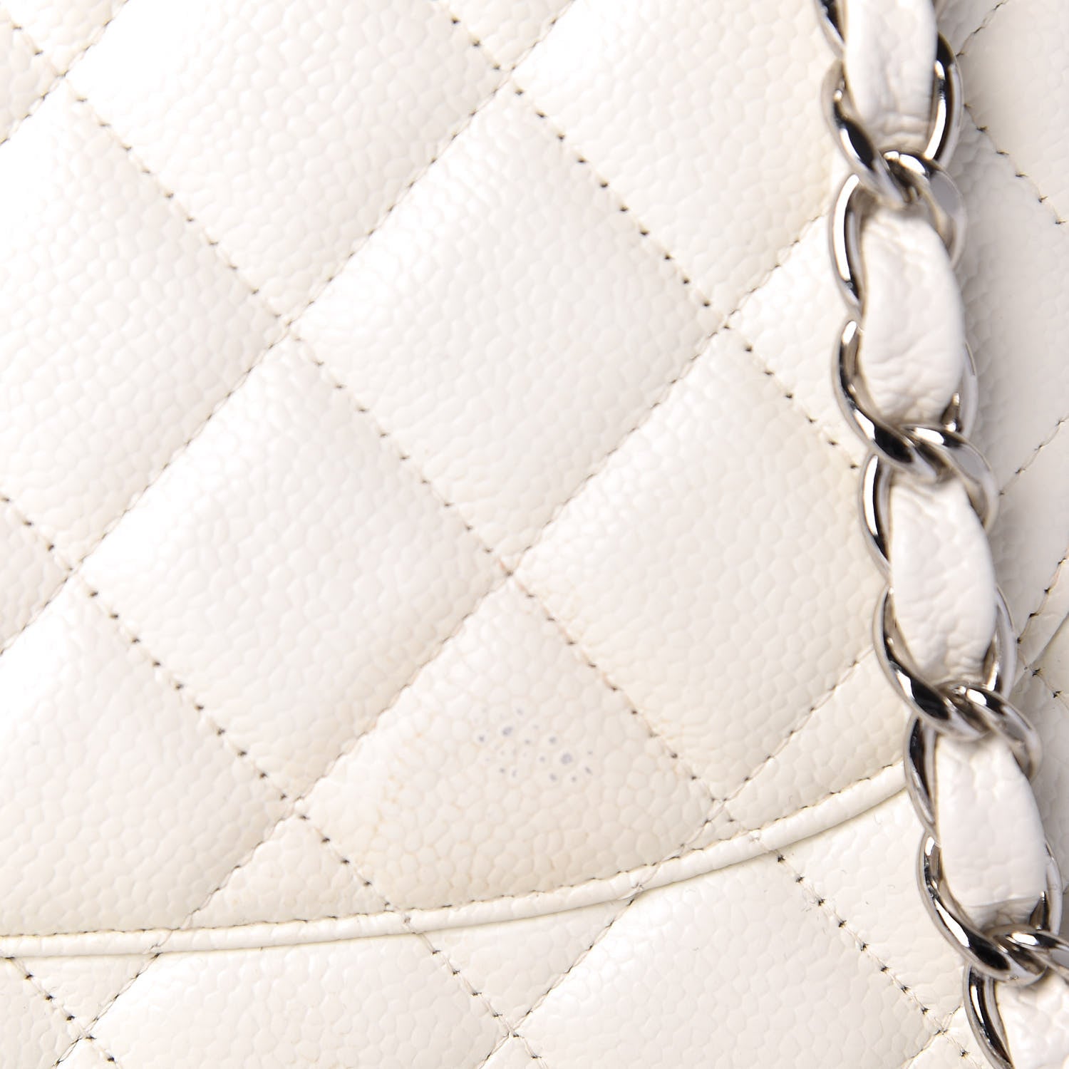 Chanel Caviar Quilted Jumbo Single Flap White 10 of 11