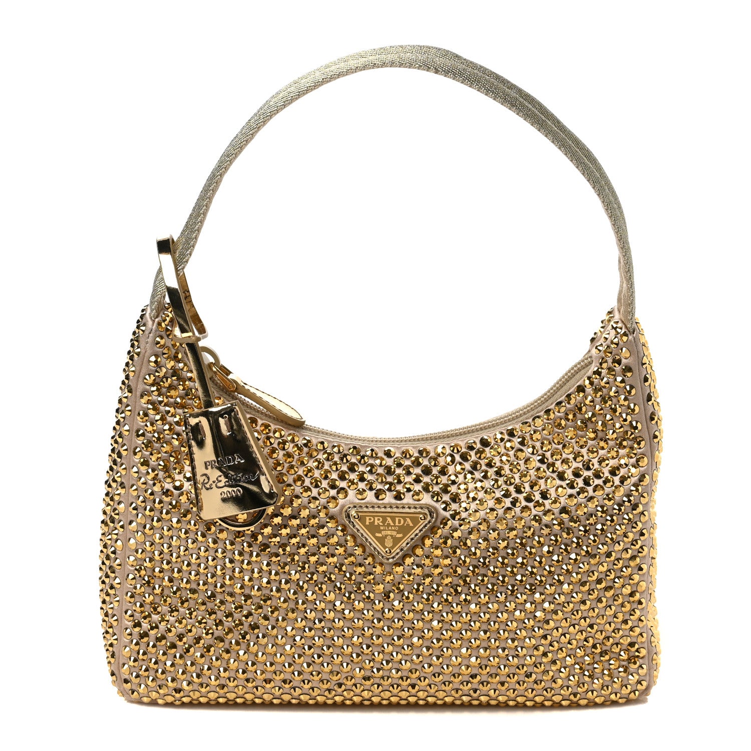 Prada Satin Crystal Mini Re-Edition 2000 Bag Platino 1 of 5