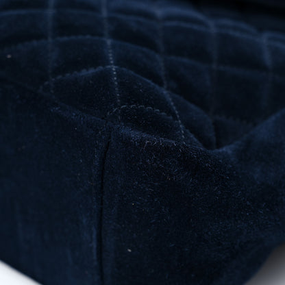 Saint Laurent Suede Mixed Matelasse Triquilt Large Monogram Envelope Satchel Navy Blue 9 of 17