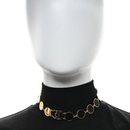 Chanel Metal Disc CC Necklace Gold Black 2 of 6