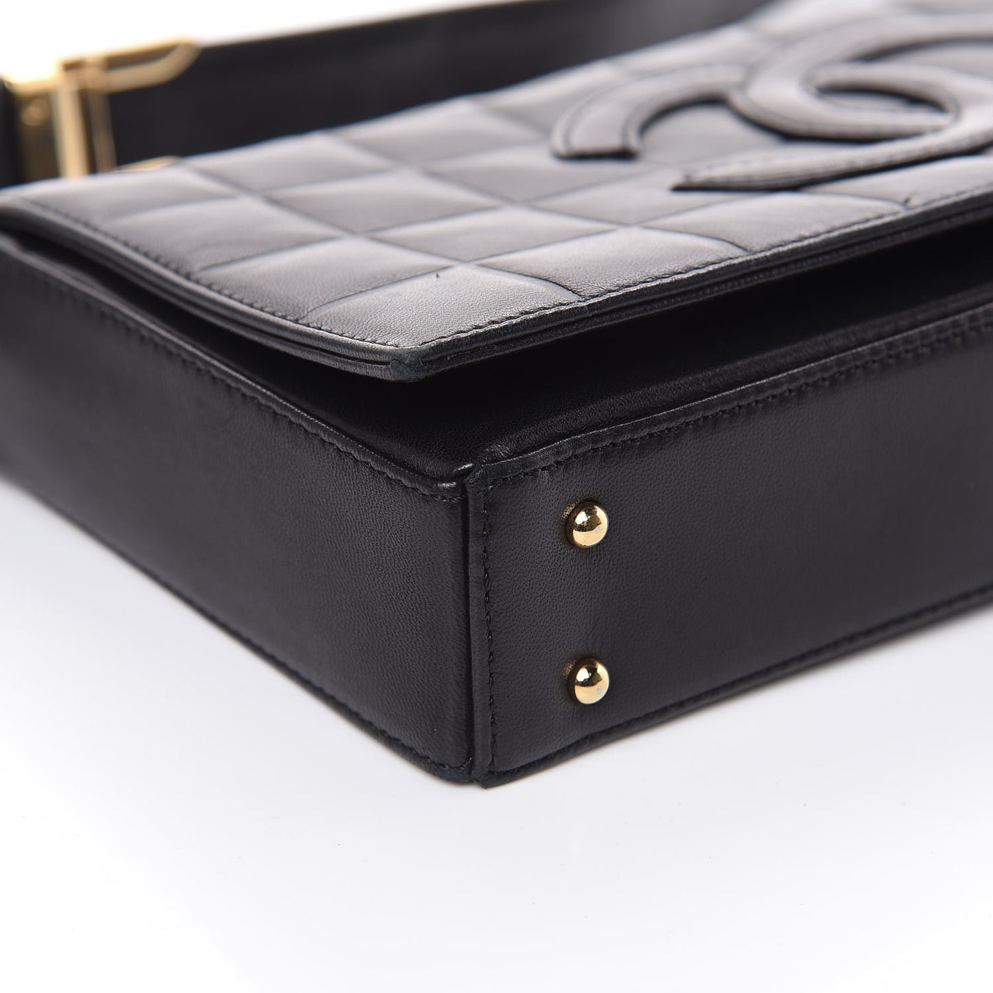 Lambskin Quilted CC Chocolate Bar Flap Black