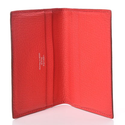 Hermes Chevre Mysore Evelyne Card Wallet Rouge Casaque 5 of 7