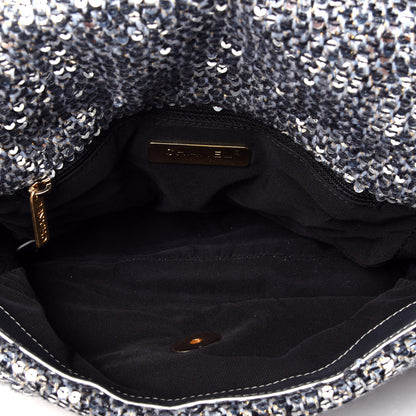 Chanel Sequin Quilted Medium Chanel 19 Flap Silver 5 of 9