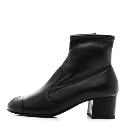 Chanel Stretch Lambskin Cap Toe CC Uniform Short Boots 36 Black 1 of 9