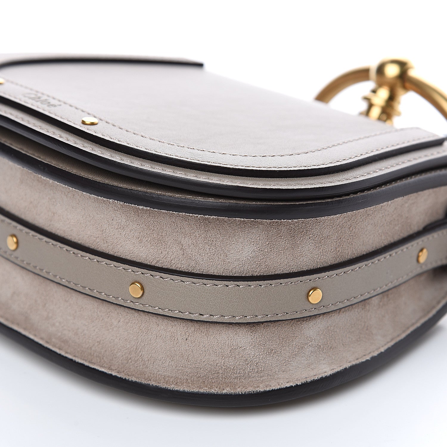 Chloe Calfskin Suede Small Nile Bracelet Bag Motty Grey 7 of 8