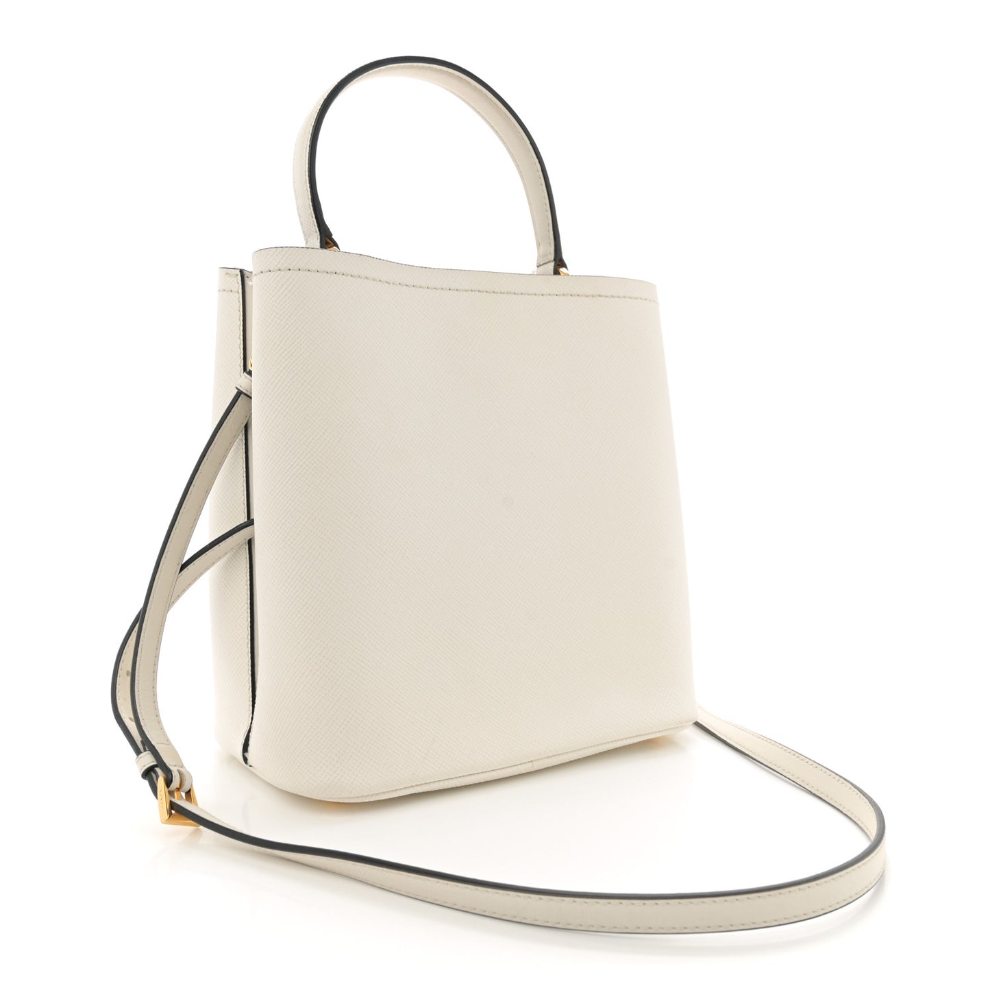 Saffiano Cuir Medium Panier Bucket Bag  Bianco Black