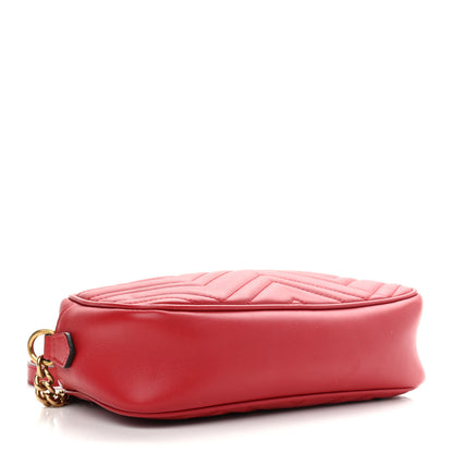Gucci Calfskin Matelasse Small GG Marmont Chain Shoulder Bag Hibiscus Red 4 of 14