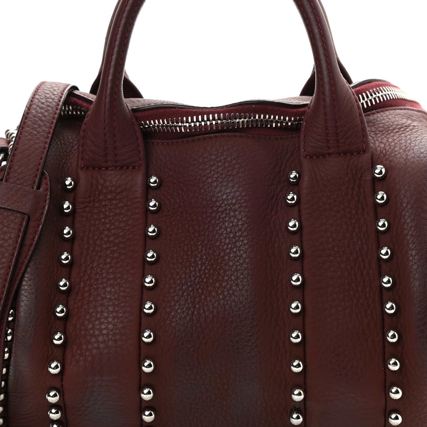 Calfskin Studded Rockie Matte Beet Rodium Hardware