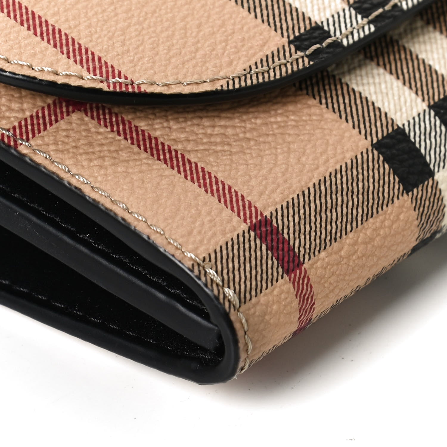 Burberry Haymarket Check Henley Wallet On Chain Black 10 of 11