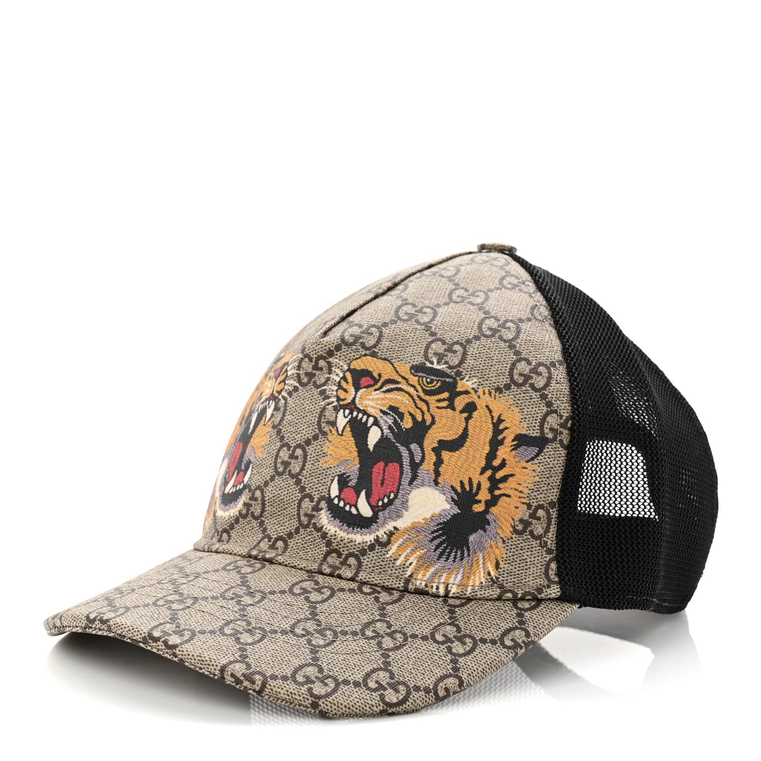 Gucci GG Supreme Monogram Tiger Print Baseball Hat L 59 Beige 1 of 9