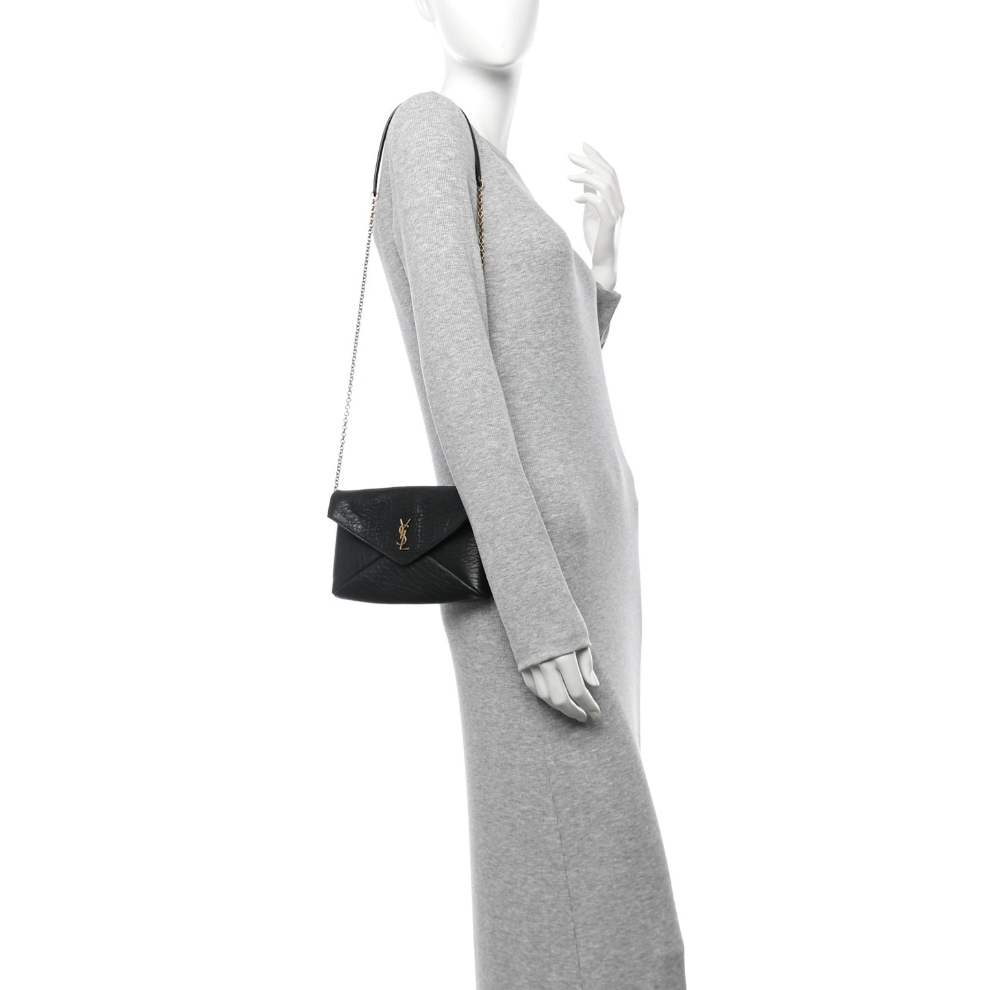 Supple Lambskin Small Cassandre Chain Pouch Black